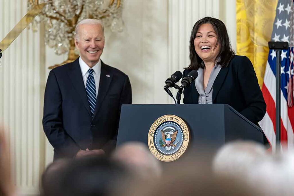 Julie Su and President Biden