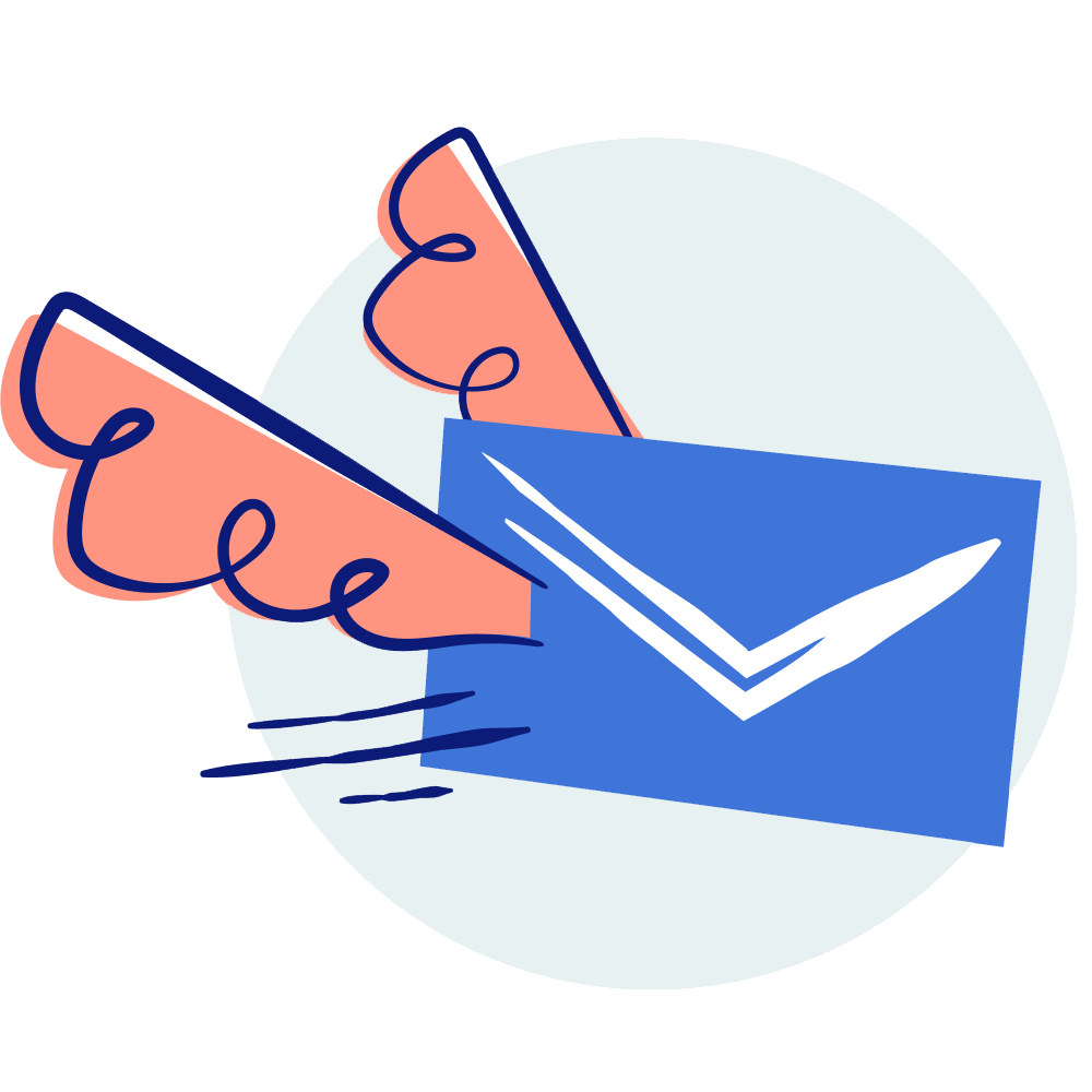 An illustration of an envelope with wings