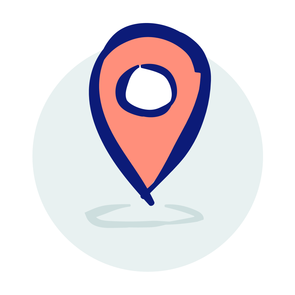 Illustration of a pin marking a polling place on an map