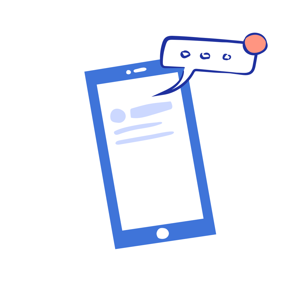 An illustration of a phone with a new message alert